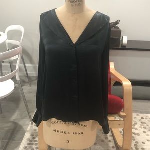 Theory Black Button Up Blouse Medium